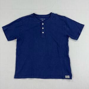 J Crew Crewcuts Kids Cotton Short Sleeve Henley Tee Medium Navy Blue